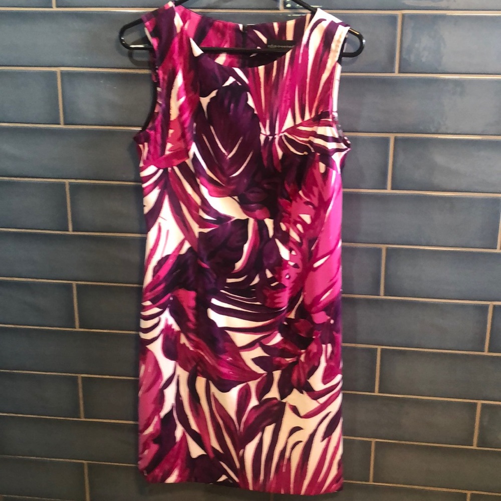 Connected apparel size 8 purple and white dress EUC